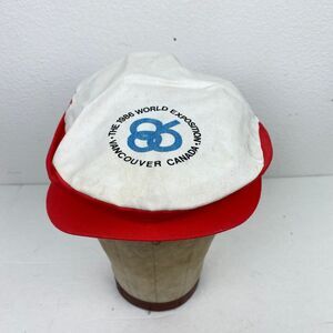Vtg 1986 World Exposition Cap SZ 7 Vancouver Canada Tam Beret Souvenir Snap Brim
